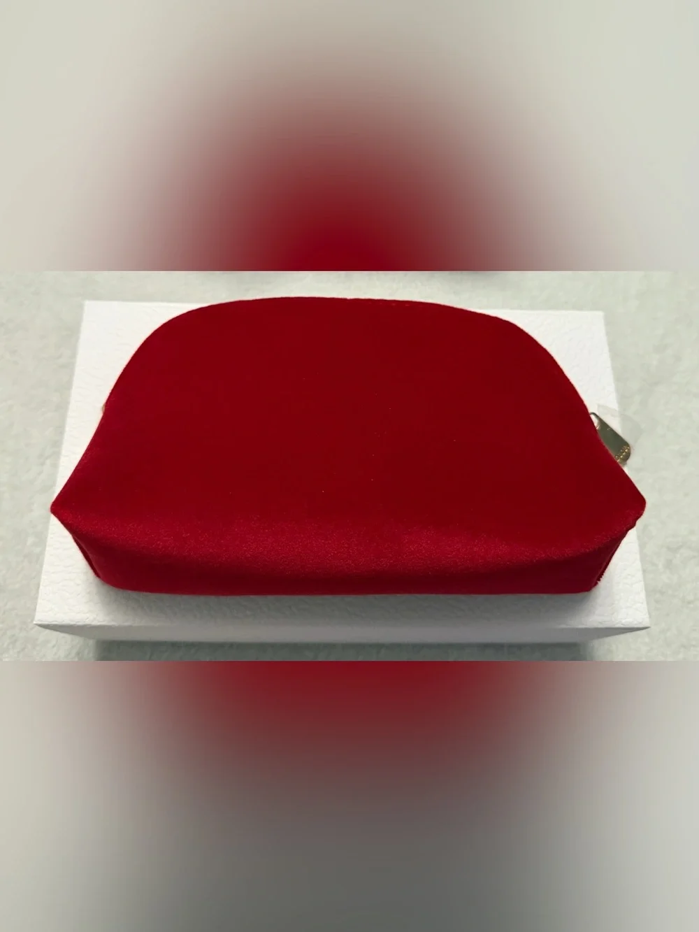 Dior Red Velvet Pouch with Embossed Logo